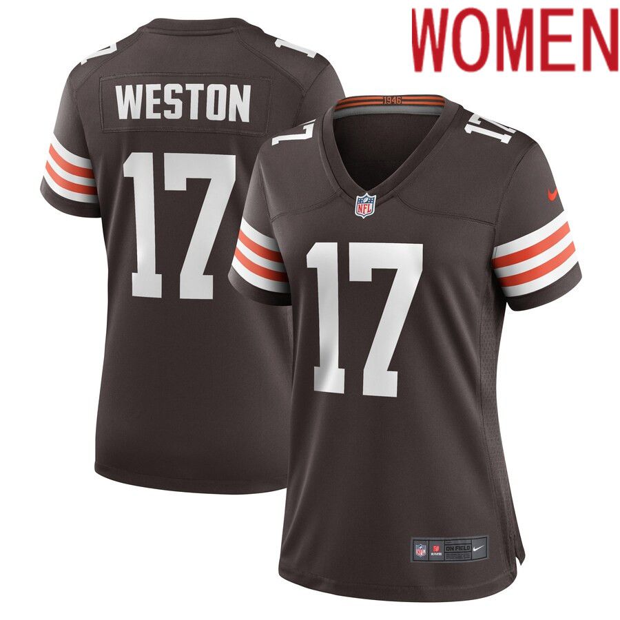 Women Cleveland Browns #17 Isaiah Weston Nike Brown Game Player NFL Jersey->women nfl jersey->Women Jersey